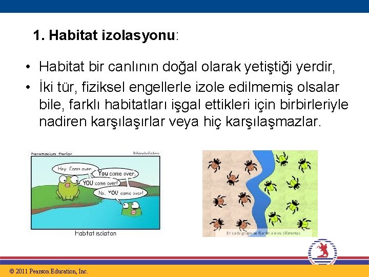 1. Habitat izolasyonu: • Habitat bir canlının doğal olarak yetiştiği yerdir, • İki tür,