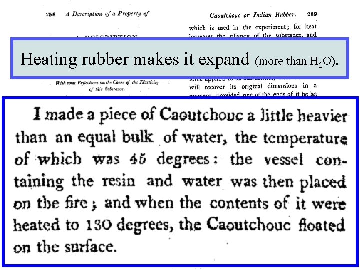 Heating rubber makes it expand (more than H 2 O). John Gough 