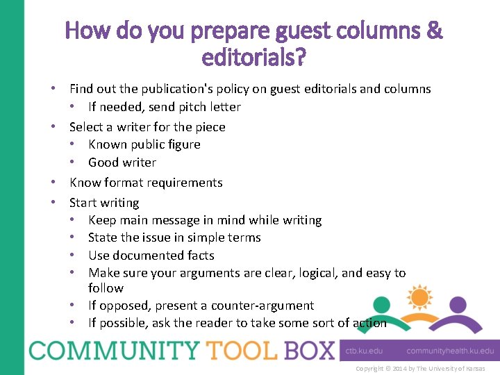How do you prepare guest columns & editorials? • Find out the publication's policy