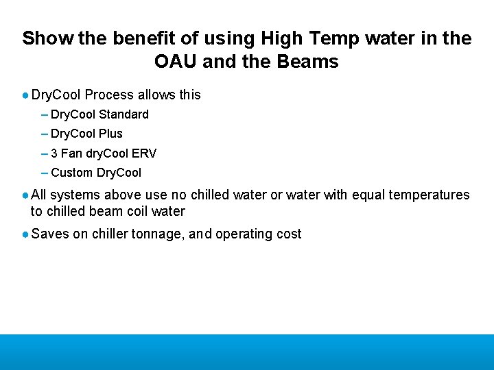 Show the benefit of using High Temp water in the OAU and the Beams