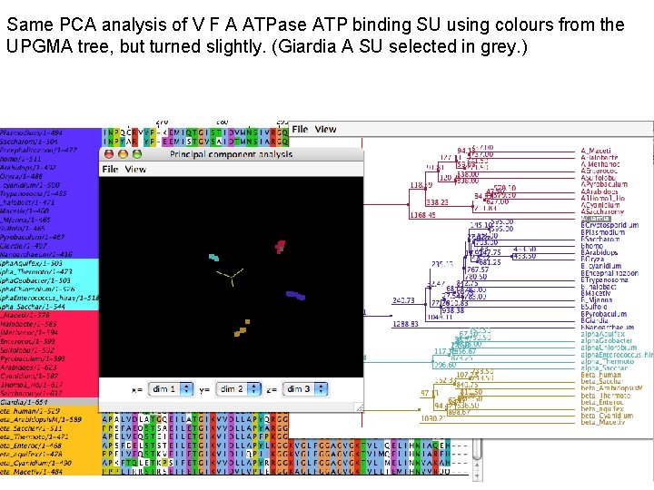 Same PCA analysis of V F A ATPase ATP binding SU using colours from