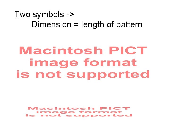 Two symbols -> Dimension = length of pattern 