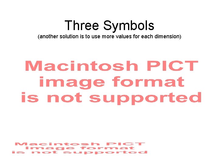 Three Symbols (another solution is to use more values for each dimension) 
