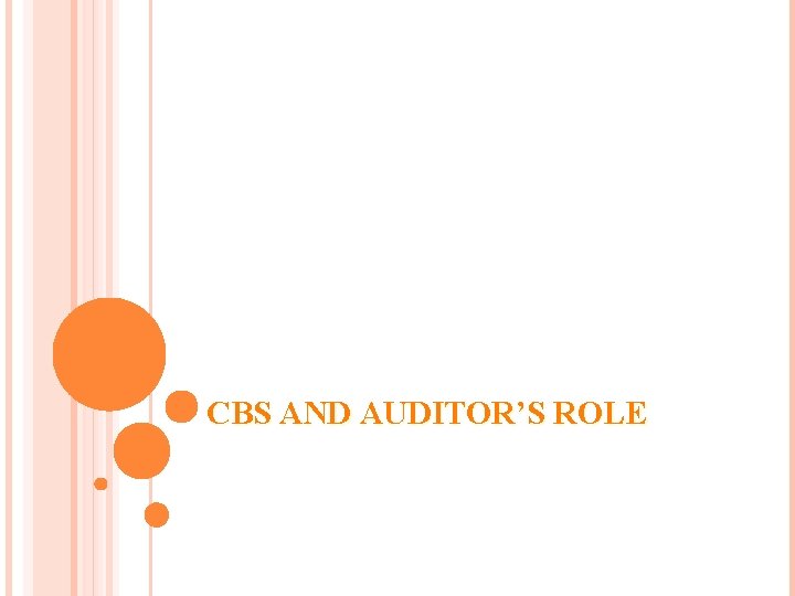 CBS AND AUDITOR’S ROLE 