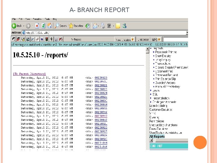 A- BRANCH REPORT 