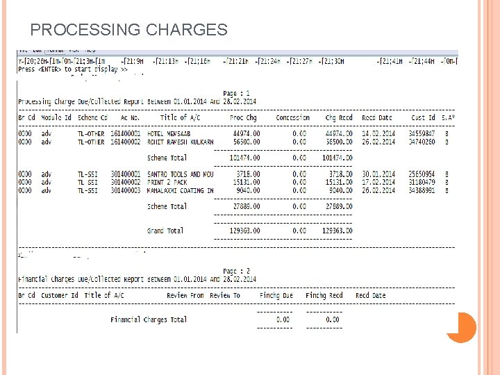 PROCESSING CHARGES 