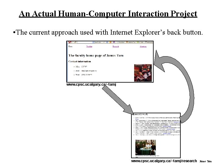 An Actual Human-Computer Interaction Project • The current approach used with Internet Explorer’s back