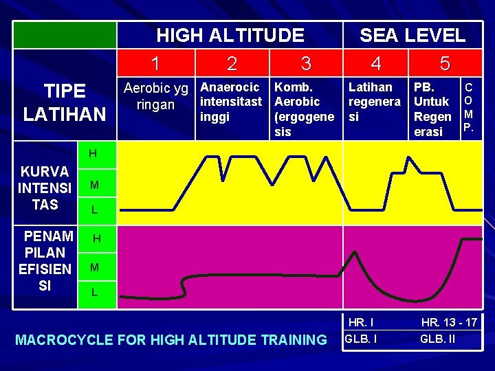 HIGH ALTITUDE 1 2 3 TIPE LATIHAN Aerobic yg Anaerocic Komb. intensitast Aerobic ringan