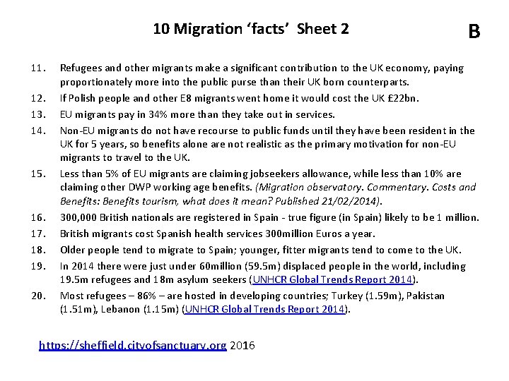 10 Migration ‘facts’ Sheet 2 11. 12. 13. 14. 15. 16. 17. 18. 19.