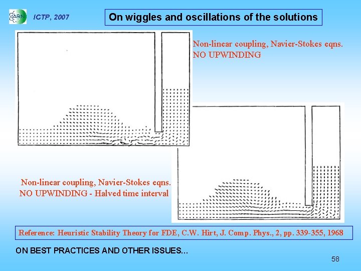 ICTP, 2007 On wiggles and oscillations of the solutions Non-linear coupling, Navier-Stokes eqns. NO