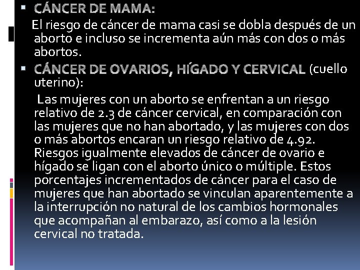  El riesgo de cáncer de mama casi se dobla después de un aborto