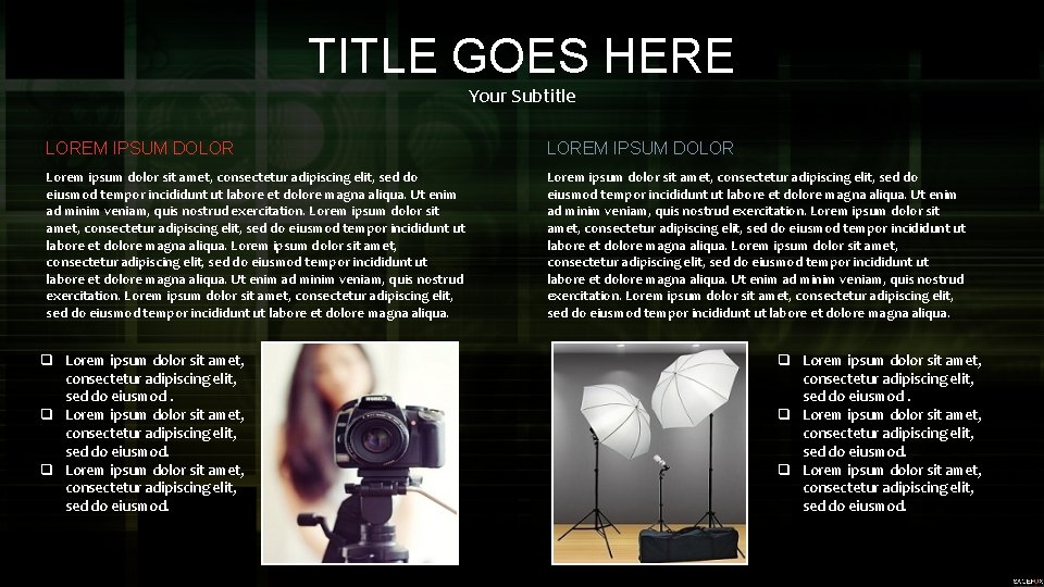 TITLE GOES HERE Your Subtitle LOREM IPSUM DOLOR Lorem ipsum dolor sit amet, consectetur