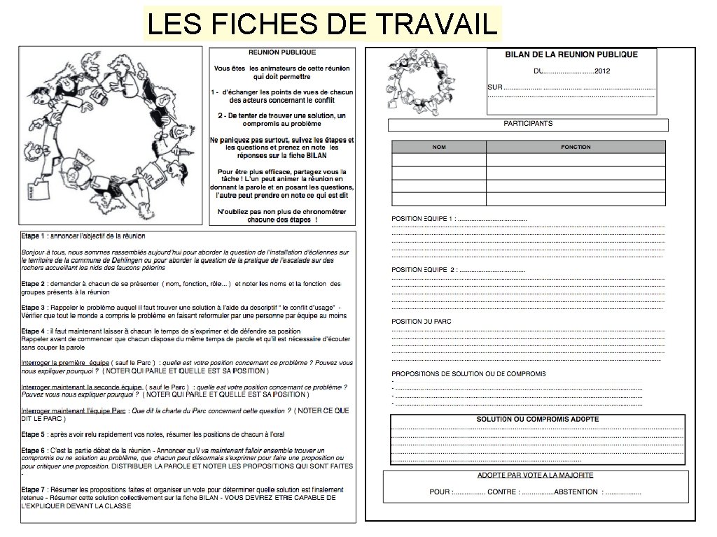 LES FICHES DE TRAVAIL 