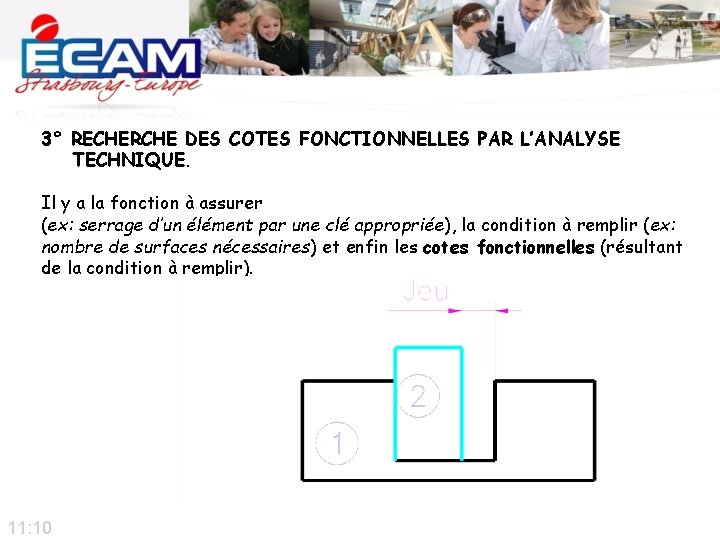 3° RECHERCHE DES COTES FONCTIONNELLES PAR L’ANALYSE TECHNIQUE. Il y a la fonction à