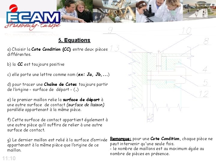 5. Equations a) Choisir la Cote Condition (CC) entre deux pièces différentes. b) la