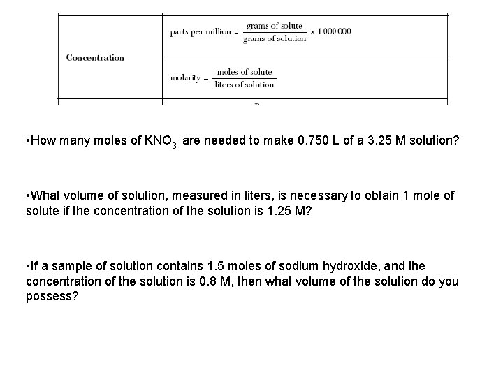  • How many moles of KNO 3 are needed to make 0. 750