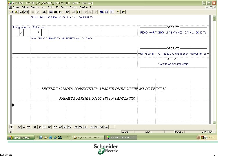 PAO 02/2004 LECTURE 12 MOTS CONSECUTIFS A PARTIR DU REGISTRE 455 DE TESYS_U RANGES