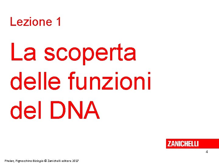Lezione 1 La scoperta delle funzioni del DNA 4 Phelan, Pignocchino Biologia © Zanichelli