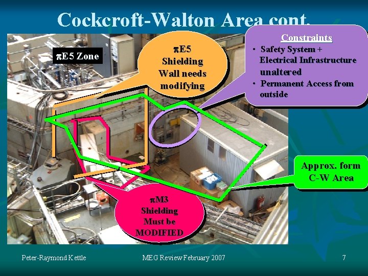 Cockcroft-Walton Area cont. E 5 Zone E 5 Shielding Wall needs modifying Constraints •