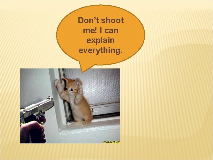 Don’t shoot me! I can explain everything. 