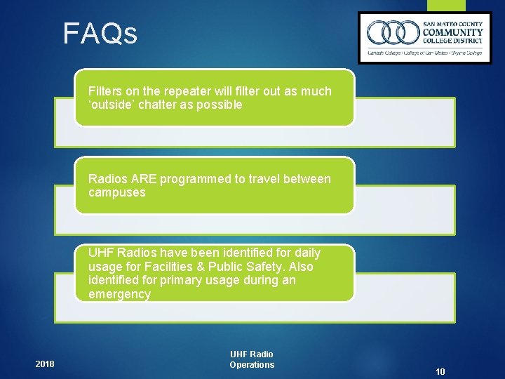 FAQs Filters on the repeater will filter out as much ‘outside’ chatter as possible