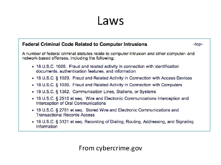 Laws From cybercrime. gov 