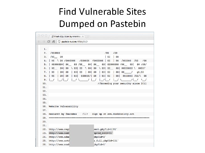 Find Vulnerable Sites Dumped on Pastebin 