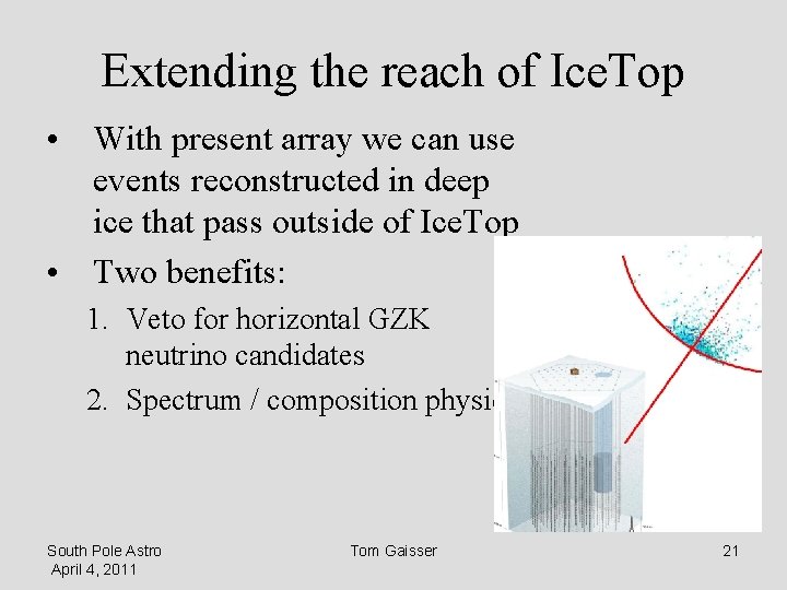 Extending the reach of Ice. Top • With present array we can use events