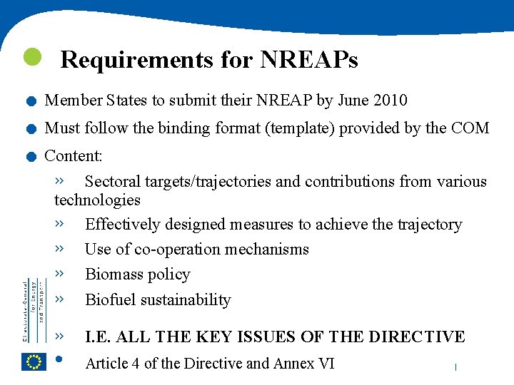  Requirements for NREAPs . . . Member States to submit their NREAP by