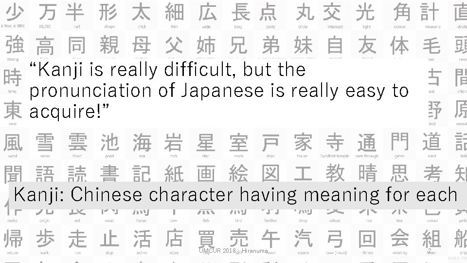 “Kanji is really difficult, but the pronunciation of Japanese is really easy to acquire!”