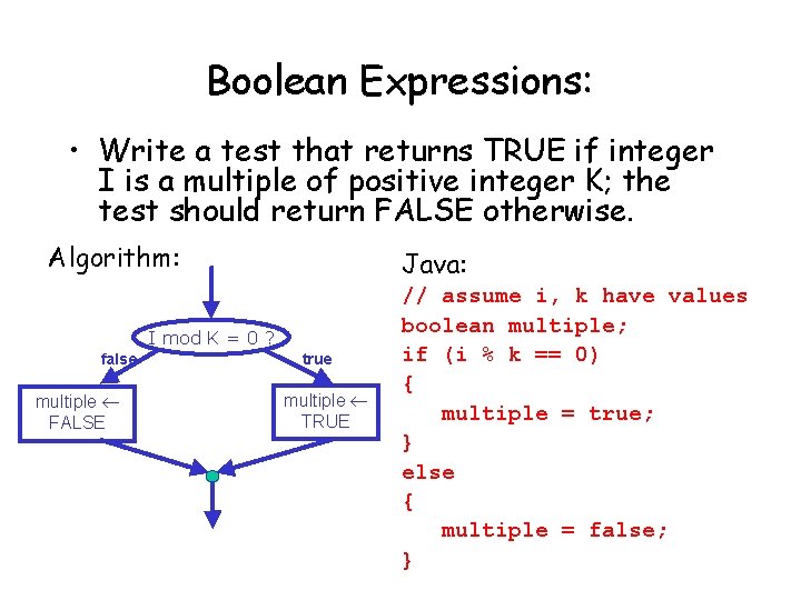 Boolean Expressions: • Write a test that returns TRUE if integer I is a Boolean Expressions: • Write a test that returns TRUE if integer I is a
