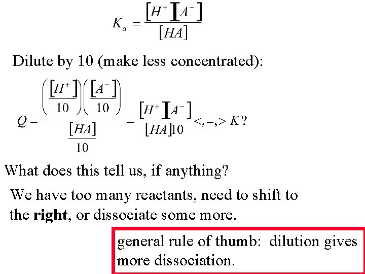 Dilute by 10 (make less concentrated): What does this tell us, if anything? We
