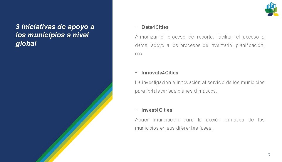 3 iniciativas de apoyo a los municipios a nivel global • Data 4 Cities