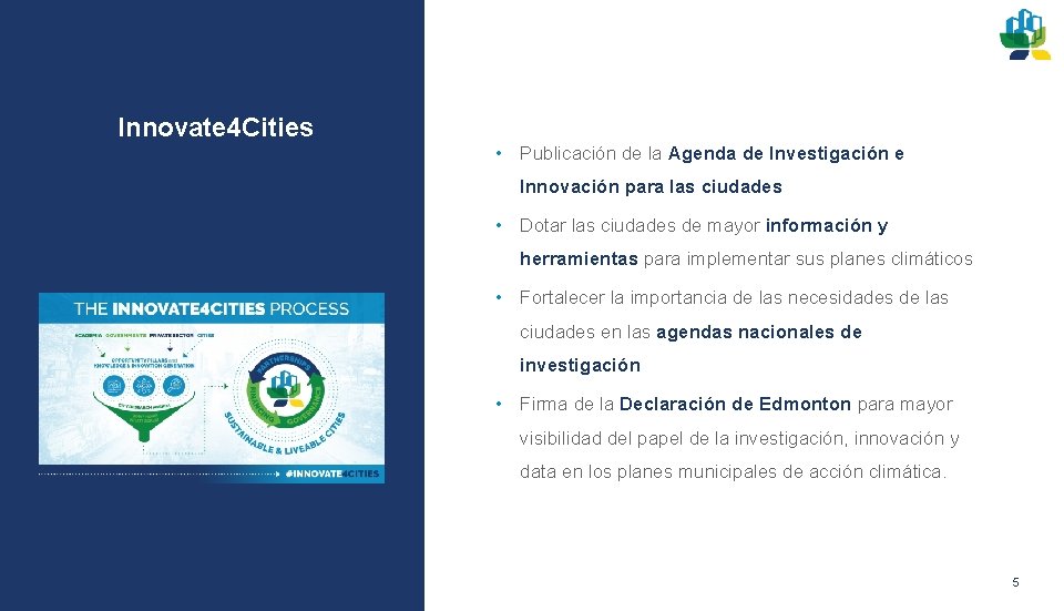 Innovate 4 Cities • Publicación de la Agenda de Investigación e Innovación para las