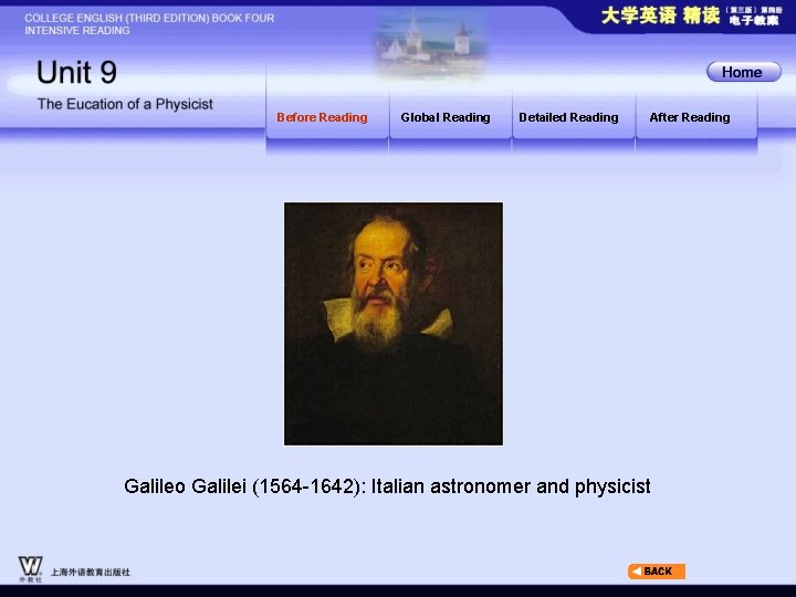 Before Reading Global Reading Detailed Reading After Reading Galileo Galilei (1564 -1642): Italian astronomer