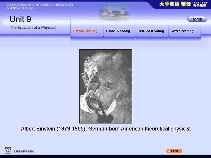 Before Reading Global Reading Detailed Reading After Reading Albert Einstein (1879 -1955): German-born American
