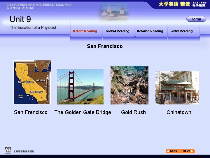 Before Reading Global Reading Detailed Reading After Reading San Francisco The Golden Gate Bridge