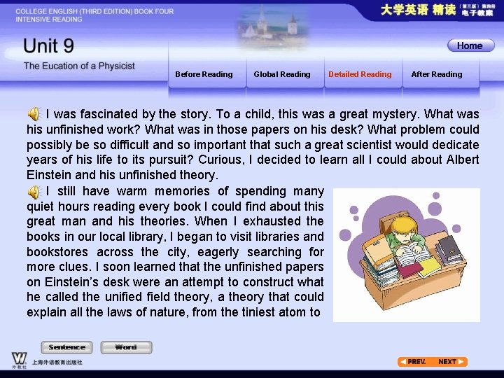 Before Reading Global Reading Detailed Reading After Reading I was fascinated by the story.