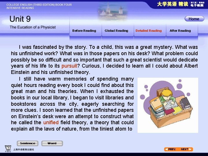 Before Reading Global Reading Detailed Reading After Reading I was fascinated by the story.