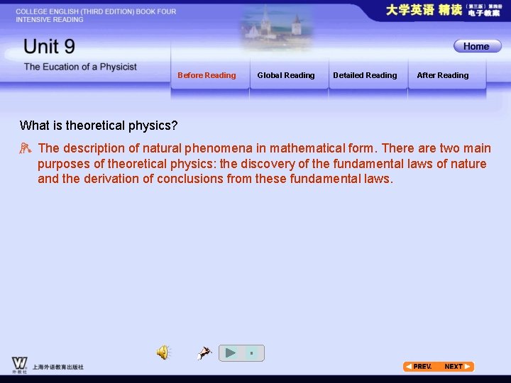 Before Reading Global Reading Detailed Reading After Reading What is theoretical physics? The description