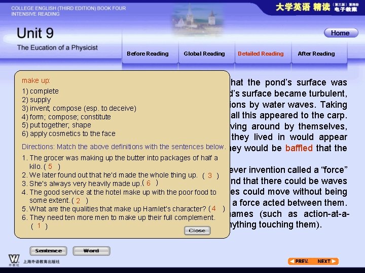 Before Reading make up: Once Global Reading Detailed Reading After Reading I was caught