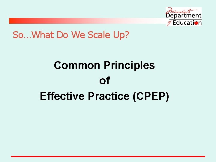 So…What Do We Scale Up? Common Principles of Effective Practice (CPEP) 