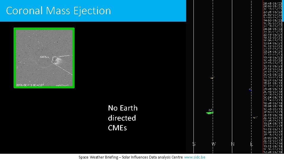 Coronal Mass Ejection No Earth directed CMEs Space Weather Briefing – Solar Influences Data