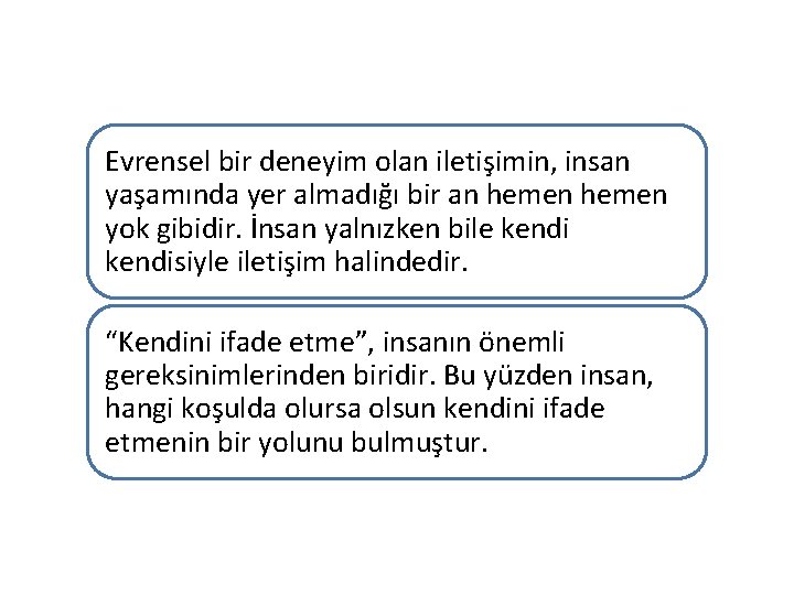 Evrensel bir deneyim olan iletişimin, insan yaşamında yer almadığı bir an hemen yok gibidir.