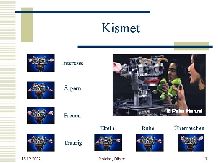 Kismet Interesse Ärgern Freuen Ekeln Ruhe Überraschen Traurig 18. 12. 2002 Jänicke , Oliver