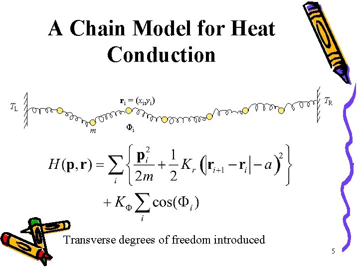 A Chain Model for Heat Conduction ri = (xi, yi) TL m TR Φi