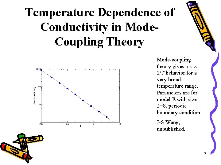 Temperature Dependence of Conductivity in Mode. Coupling Theory Mode-coupling theory gives a κ 1/T