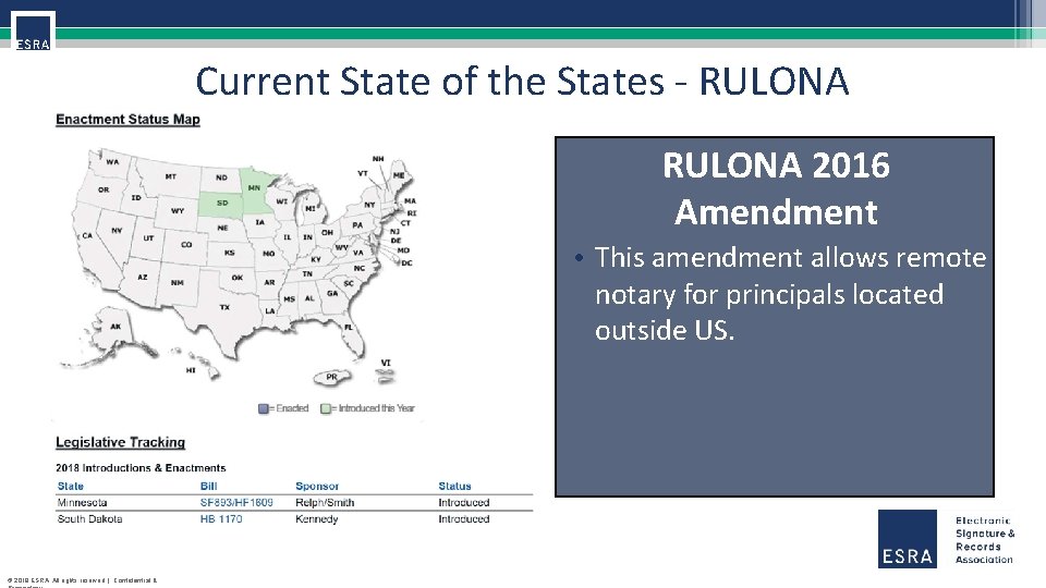 Current State of the States - RULONA 2016 Amendment • This amendment allows remote