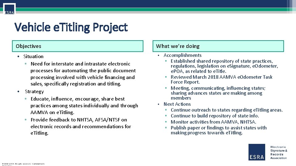 Vehicle e. Titling Project Objectives What we’re doing • Situation ▫ Need for interstate