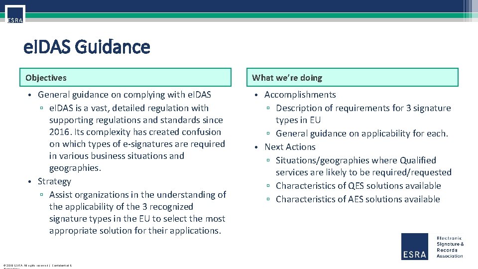 e. IDAS Guidance Objectives What we’re doing • General guidance on complying with e.